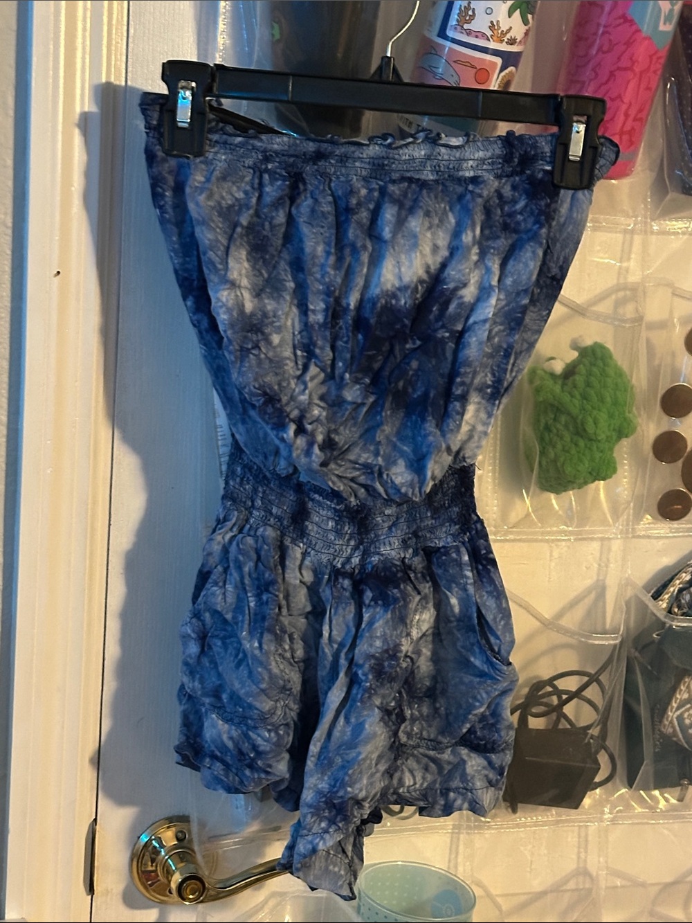 Forever 21 Blue Tie-Dye Strapless Romper